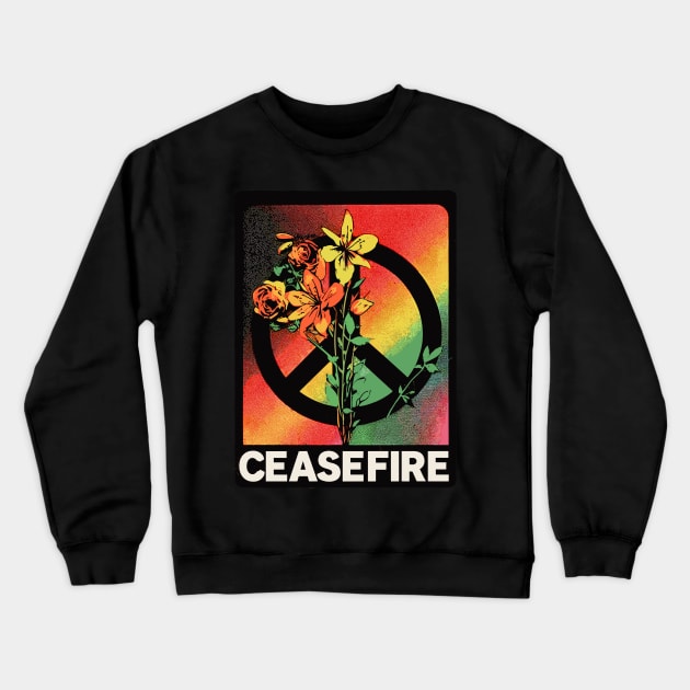 Floral Peace Ceasefire Crewneck Sweatshirt by TomFrontierArt